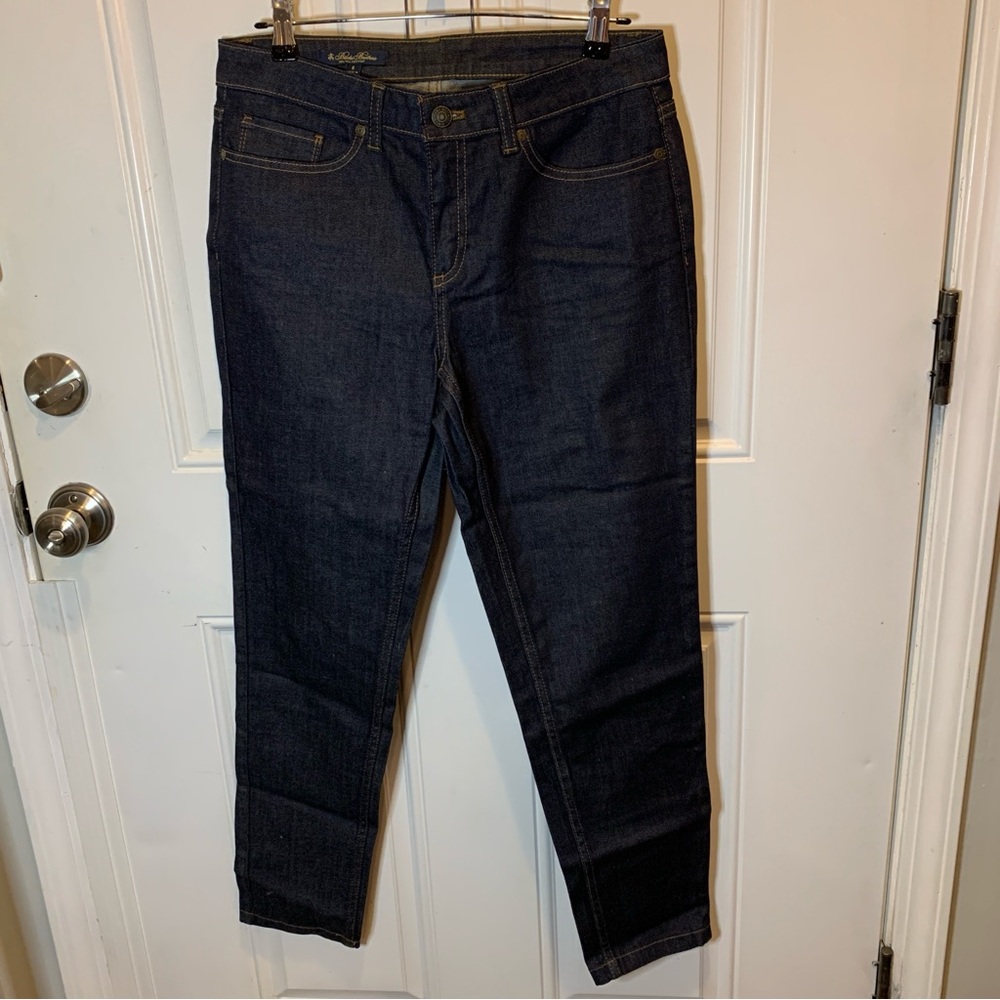Brooks Brothers Supima Cotton Straight Leg Jeans Deep Indigo Contrast Stitching
